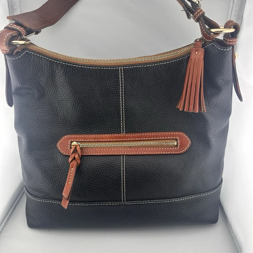 Dooney & Bourke Sophie‎ Black Pebble Leather Hobo Shoulder Bag Classic Preppy